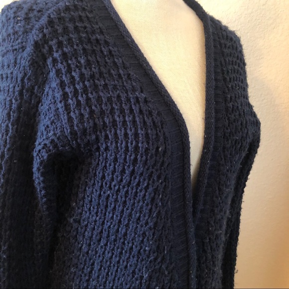 Roxy navy blue button cardigan chunky knit sweater - Picture 3 of 6